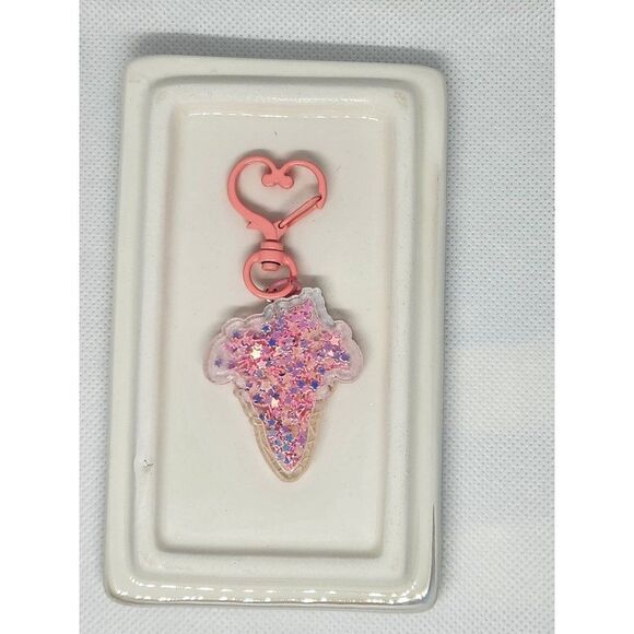 New! My Melody Quicksand Glitter Bag Clip Key Ring Bag Charm w/Painted Clip - Picture 2 of 2